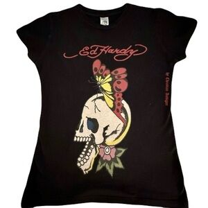 Designer Ed Hardy Skull Butterfly T-Shirt S